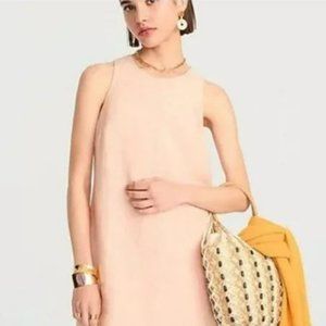 J. Crew Button-Back Linen Shift Dress Medium Peach Sleeveless Summer